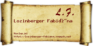 Lozinberger Fabiána névjegykártya